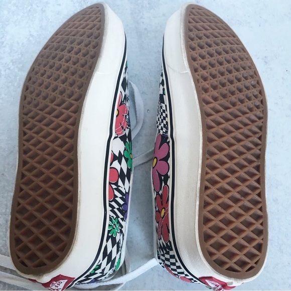 Vans Off The Wall Floral Checkerboard Lace Up Unisex Shoes Size 7 - Picture 11 of 12